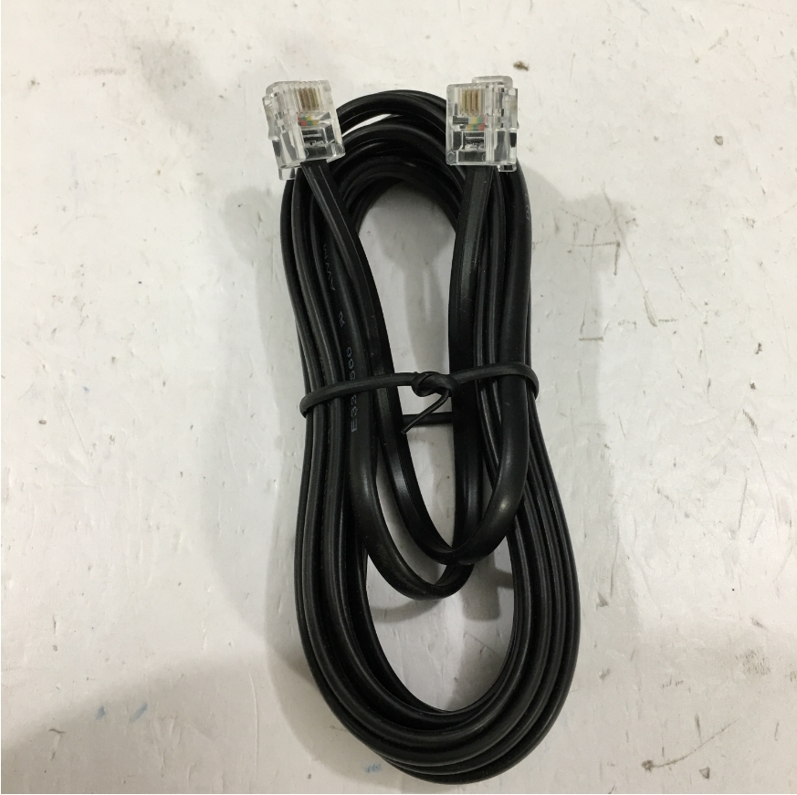 Dây Nhẩy Điện Thoại Bàn Ip Phone Cisco RJ11 6P4C to RJ11 6P4C 28 AWG 4 Wire Interconnect Telephone Crossover Cable Flat Black Length 3M