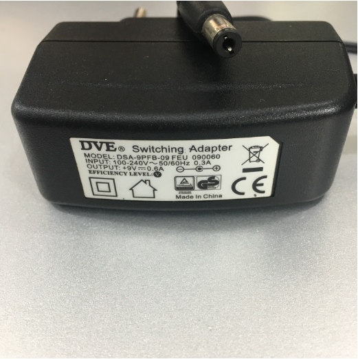 Adapter 9V 0.6A DVE Original DSA-9PFB-09 FEU 090060 Connector Size 5.5mm x 2.1mm