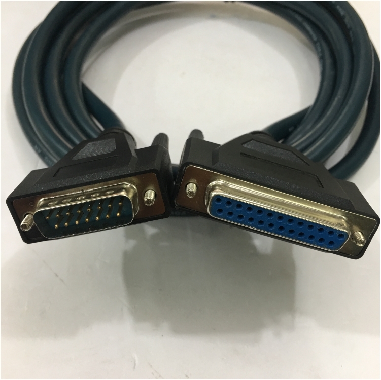 Cáp Điều Khiển RS232 DB25 Female to DB15 Male 2 Row 15Pin 28AWG E164571 Cable Green Length 3M