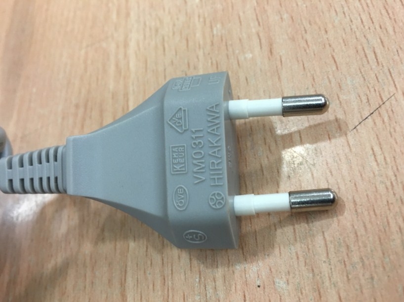 Dây Nguồn Số 8 Hirakawa VM0311 Chuẩn 2 Chân Đầu Tròn AC Power Cord Schuko CEE7/16 Euro Plug to C7 2.5A 250V 2x0.75mm For Printer or Adapter Cable PVC Grey Length 1.8M