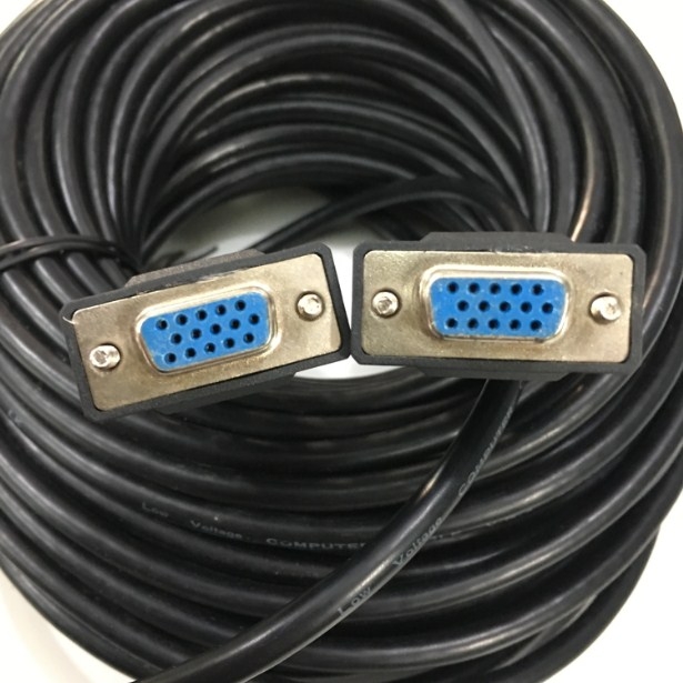 Cáp VGA 3+5 KTT Cable HD15 Female to Female VGA For Projection TV Computer Monitor Black Length 25M
