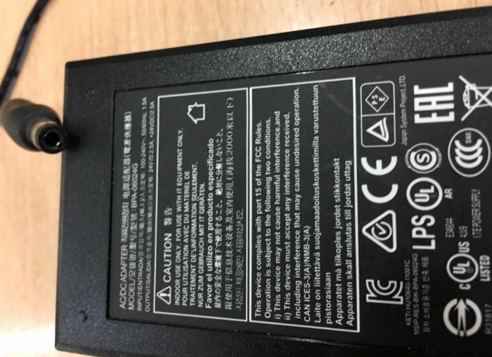 Bộ Chuyển Đổi Nguồn Máy Scanner Fujitsu 24V 2.5A For Fujitsu Fi-6130Z Fi-6230Z Fi-6140Z Fi-6240Z Fi-5530C2 Connector Size 5.5mm x 2.5mm