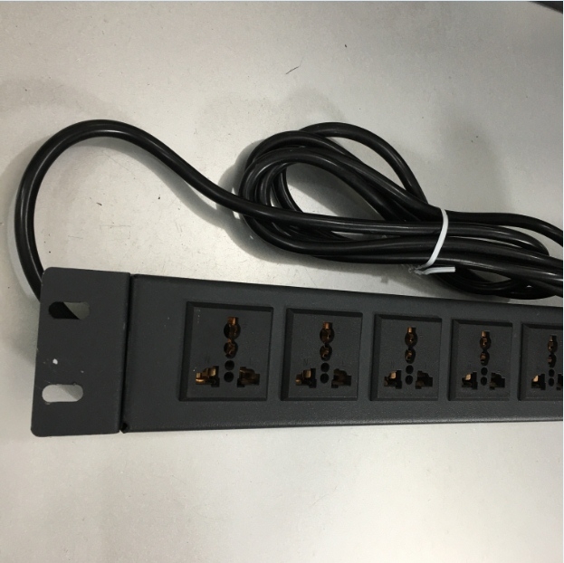 Thanh Nguồn PDU Rack Mount 19 inch 1U Universal 8 Way UK Outlet Công Suất Max 16A UK BS1363 Plug Power Cord 3x1.5mm² Length 2.5M