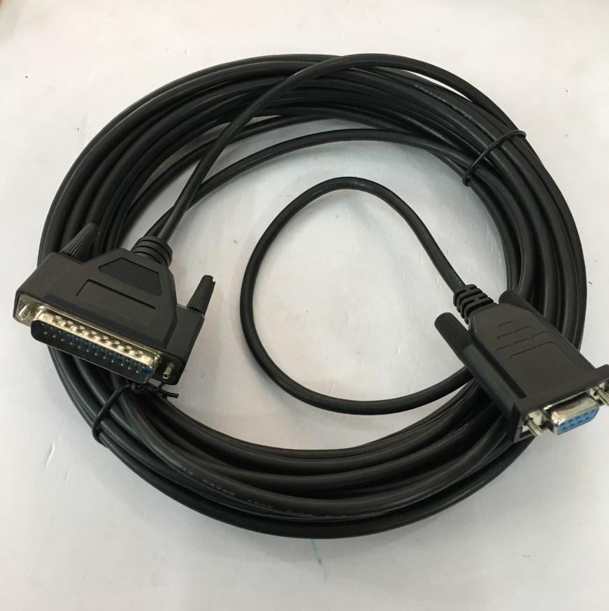 Cáp Máy In Mã Vạch Tem Nhãn Công Nghiệp SATO M84Pro PCM-1970-06 Serial Printer Cable Null Modem RS232 DB9 Female to DB25 Male Black Length 10M