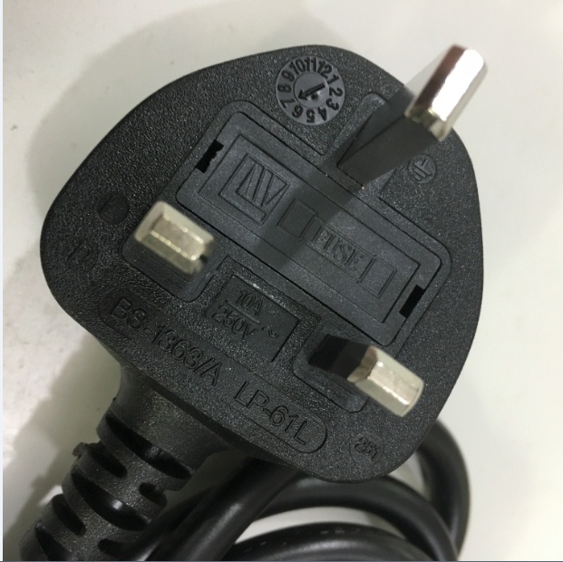Dây Nguồn LONGWELL LP-61L LS-13G UK Chuẩn 3 Chấu Có Cầu Chì AC Power Cord BS1363 to C13 10A 250V 3X0.75mm² Length 1.5M