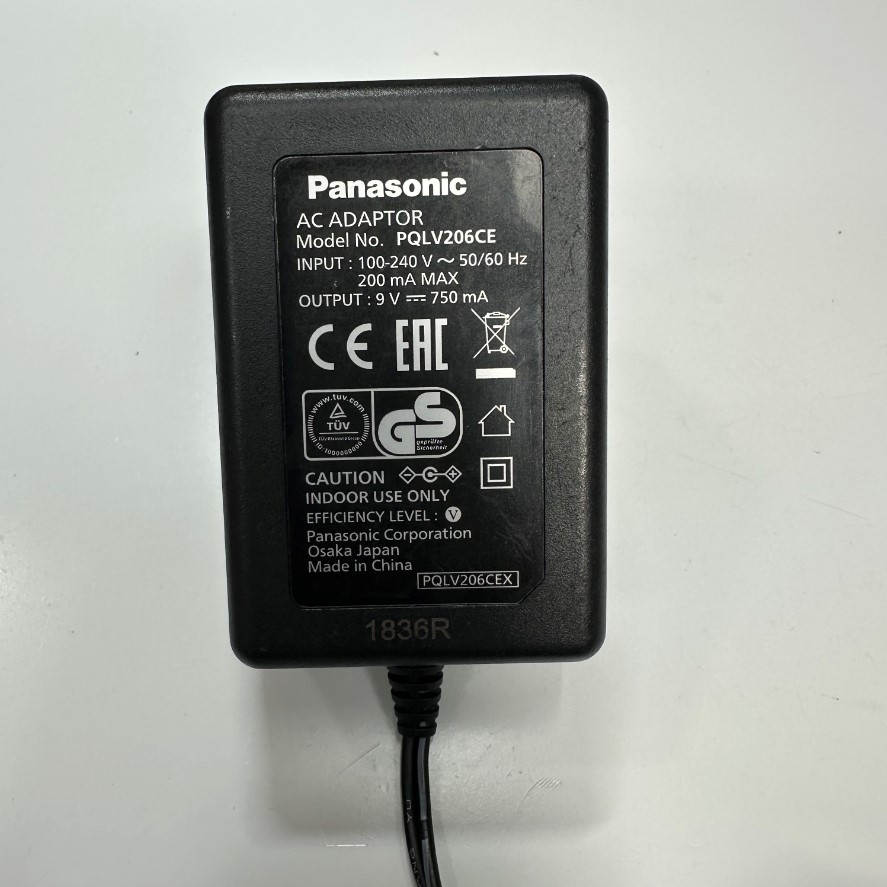 Adapter 9V 0.75A Panasonic PQLV206CE EU Plug Connector Tip Size 4.8mm x 1.7mm For IP/SIP Phone Panasonic