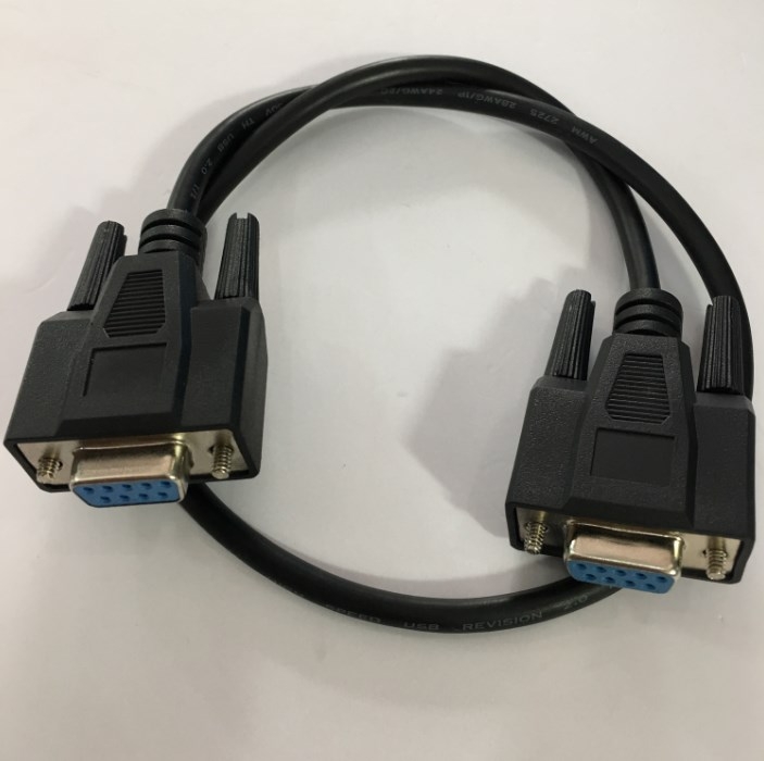 Cáp Kết Nối Cổng Com RS232 Hai Đầu Âm Chuẩn Chéo Simple Null Modem Without Handshaking RS232 DB9 Female To RS232 DB9 Female Cable Multi-Conductor 30V 28AWG Black Length 0.5M