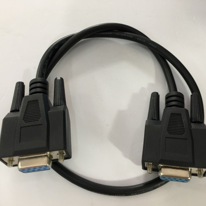 Cáp Kết Nối Cổng Com RS232 Hai Đầu Âm Chuẩn Chéo Simple Null Modem Without Handshaking RS232 DB9 Female To RS232 DB9 Female Cable Multi-Conductor 30V 28AWG Black Length 0.5M