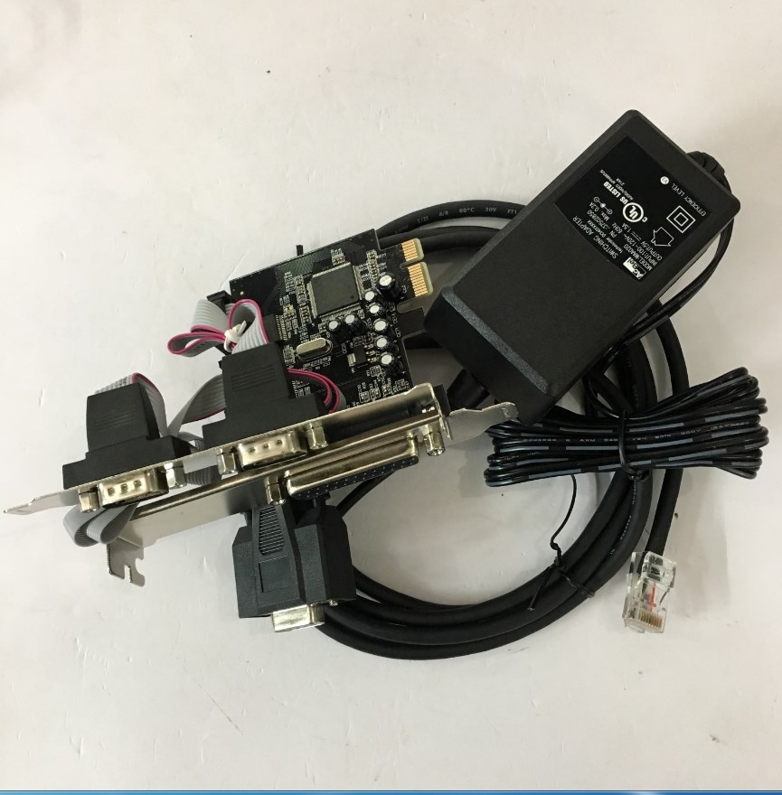 Bộ Cáp Điều Khiển Newland Barcode Scanner 3 in 1 Cable RS232 to RJ50 10Pin Adapter DC 5V Card Express Unitek Y-7508 2 Port RS232 Serial Com DB9 + 1 Port LPT Parallel For Computer Desktop Length 1.8M