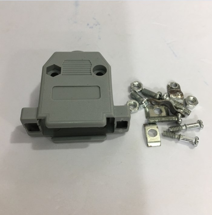Vỏ Ốp Nhựa Bắt Vít Rắc D-SUB 15 Chân Hai Hàng DB15 Hood Plastic Connector Gray