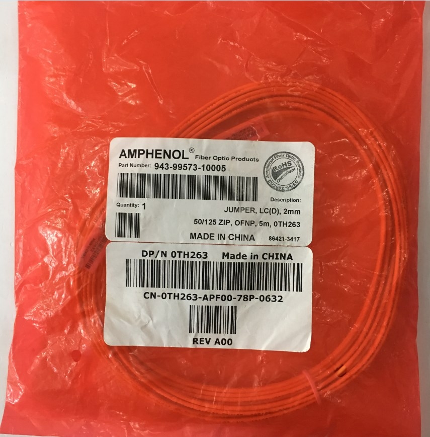 Dây Nhẩy Quang OM4 LC to LC Duplex 5M AMPHENOL 943-99573-1005 Multimode Fiber Optic Patch Cable OS2 50/125 2.0mm PVC Length 5M