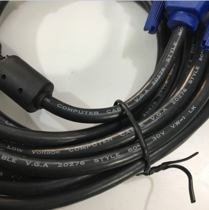 Cáp VGA 3+5 KTT Cable HD15 Male to Male VGA For Projection TV Computer Monitor Black Length 5M
