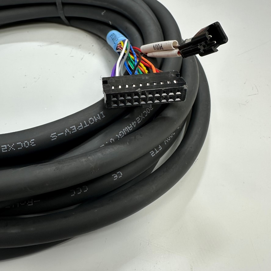 Cáp 5M 17ft Cable Round Connector IDC 20 Pin Female to Female Pitch 2.54mm + Connector JST SM 2 Pin Male Pitch 2.54mm Cable IMOTPEV-S 30C x 24AWG(0.22SQ) E211405 105°C 300V Black OD 10mm