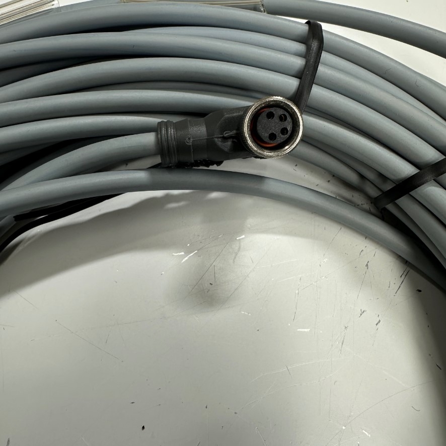 Cáp 10M 33ft ELCO CO8.4-10/P Cable Connector Right Angled M8 A-Code 4 Pin Female to 4 Core Open End 24AWG 4x0.25mm² Gray OD 4.6mm For I/O Industrial Power Cable