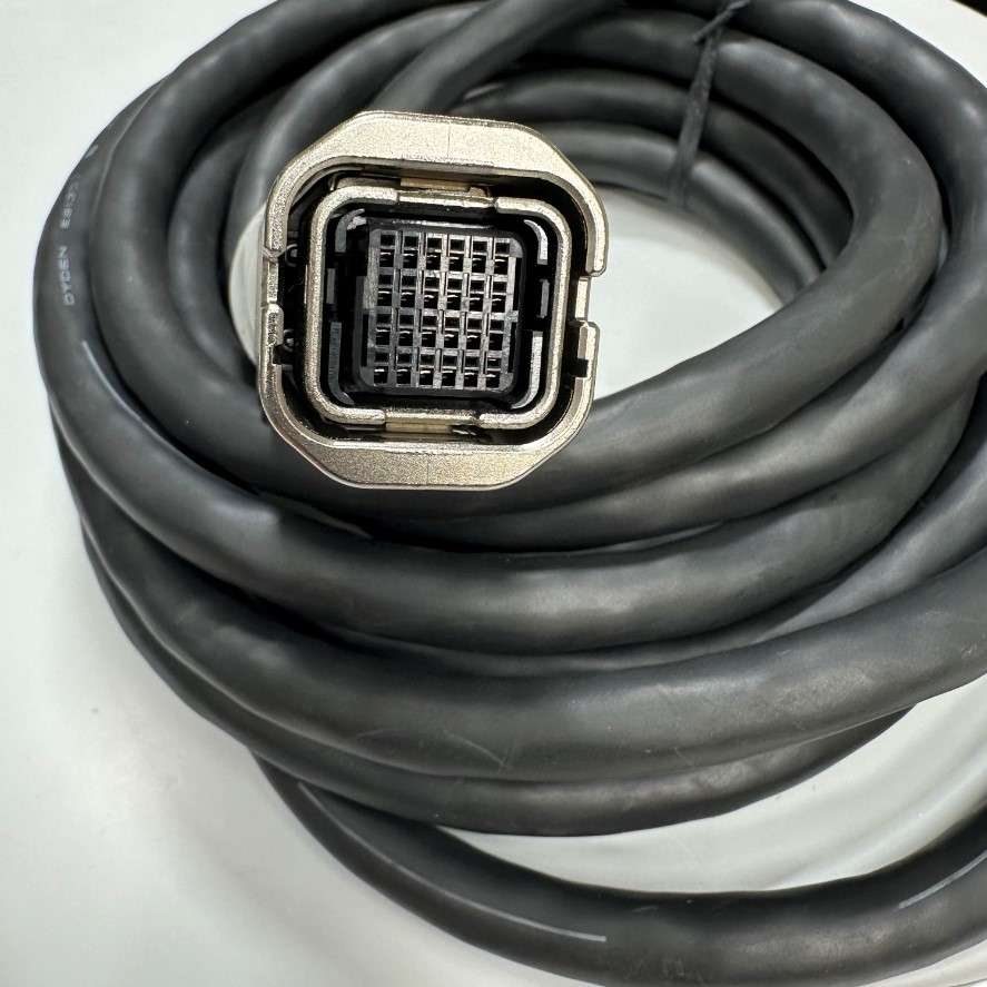 Cáp 4.5M 15ft Connector SANKEI FCI ECU 24 Pin Female to 24 Core Cable DYDEN E91337 AWM 2464 300V   80°C VW-1 24x0.3mm² Black OD 13mm For Industrial Robot Cable, CNC Machines, Servo Motor Signal and Power