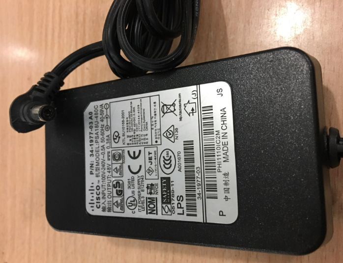 Adapter Original Cisco PSA18U-480C 48V 0.38A 34-1977-03 A0 Connector Size 5.5mm x 2.5mm