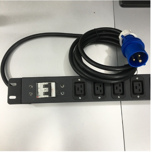 Thanh Nguồn PDU 1U Rack 19 6 Way Universal UK Outlet Có MCB BHW-T4 C32 MITSUBISHI Công Suất Max 16A 250V to IP44 IEC309-2 Plug Power Cord 3x2.5mm Length 3M