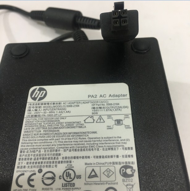 Adapter Original HP 54V 1.67A 90W 5066-2164 PA-1900-2P-LF Connector Size 4PIN
