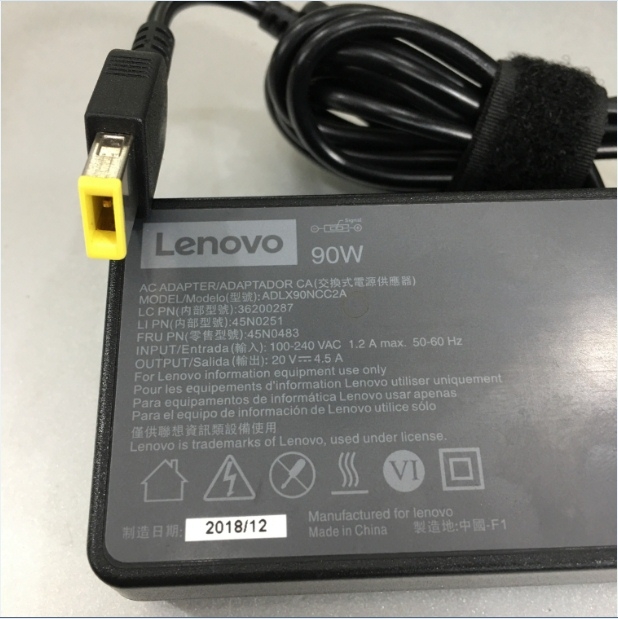 Adapter 20V 4.5A 90W LENOVO ADLX90NCC2A For Lenovo ThinkPad X1 Carbon Connector Size USB SQUARE TIP