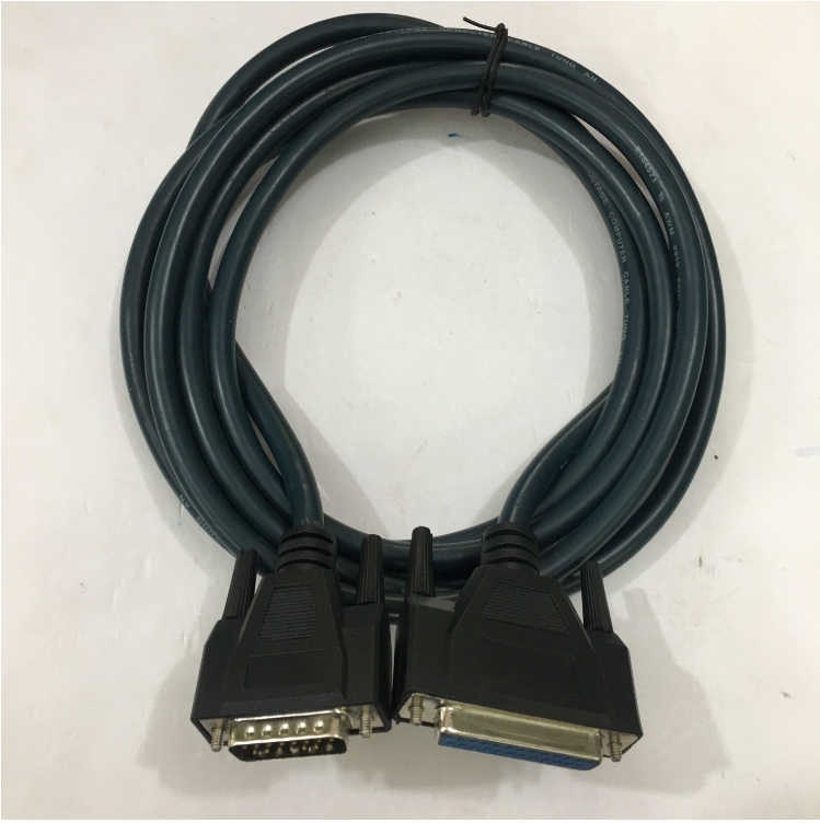 Cáp Điều Khiển RS232 DB25 Female to DB15 Male 2 Row 15Pin 28AWG E164571 Cable Green Length 3M