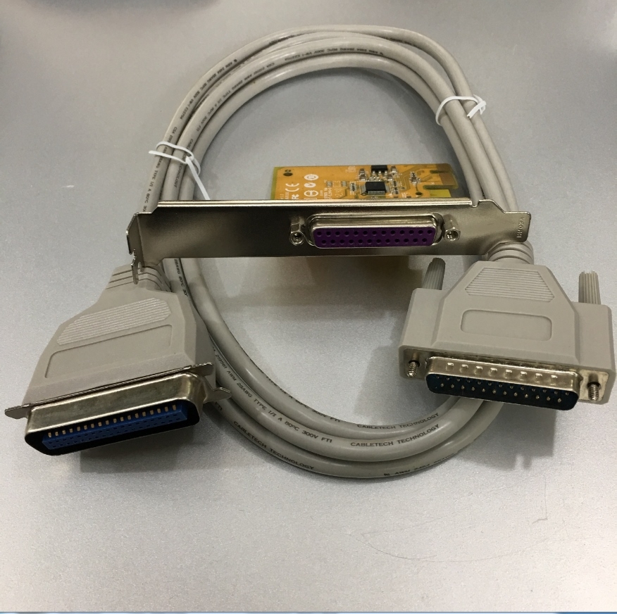 Bộ Combo Cáp Điều Khiển Máy In Mã Vạch Tem Nhãn Công Nghiệp SATO Zebra GODEX Card PCI Express to 1 Port IEEE1284 Parallel Và Cable LPT IEEE1284 Parallel DB25 to DB36 Length 1.9M