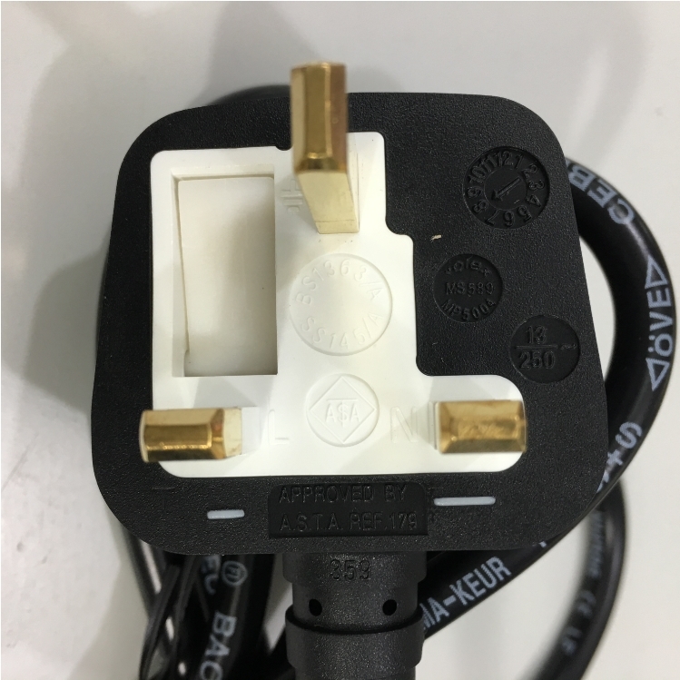 Dây Nguồn VOLEX MS 589 V1625 UK Chuẩn 3 Chấu Có Cầu Chì AC Power Cord BS1363 to C13 10A 250V 3X1.0mm² For Thiết Bị Y Tế Thiết Bị Mạng Cisco Và Máy Chủ Black Length 1.8M