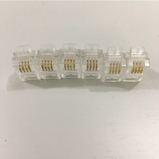 Đầu Bấm Tay Câm Nghe Nói Điện Thoại Bàn RJ9 Modular Plug 4P4C RJ9 Telephone Flat Connector Cable Handset Plug Gold Plated 100pcs/Lot