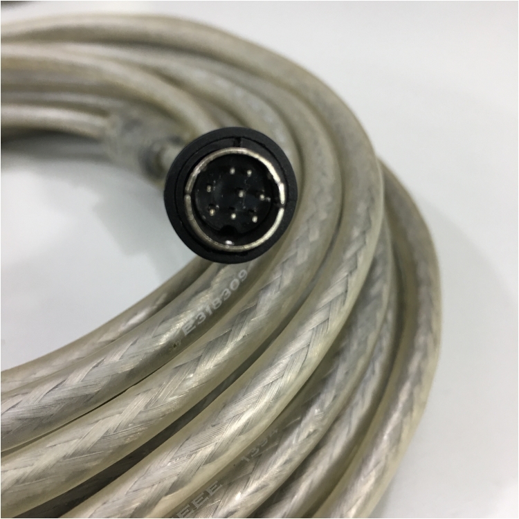 Cáp RS232 DB9 Female to Mini Din 8 Pin Male Cable E318309 AWM STYLE 20276 Clear For Dây Chuyền Sản Xuất Auto line 3 Length 10M