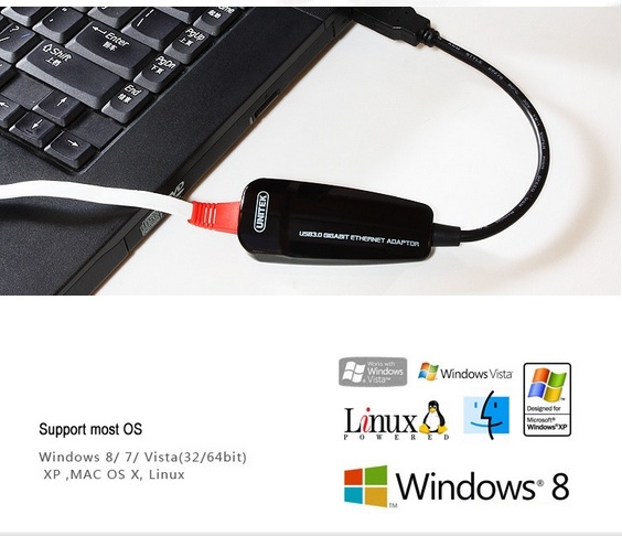 USB 3.0 to LAN 10/100/1000Mbps UNITEK Y-3461 Gigabit Network