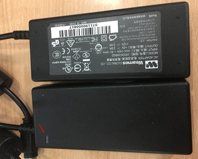 Adapter Original Wearnes WDD034BG2 12V 5V / 2A For Cyclone HDD Multimedia Player Connector Size 4Pin 10mm Mini Din