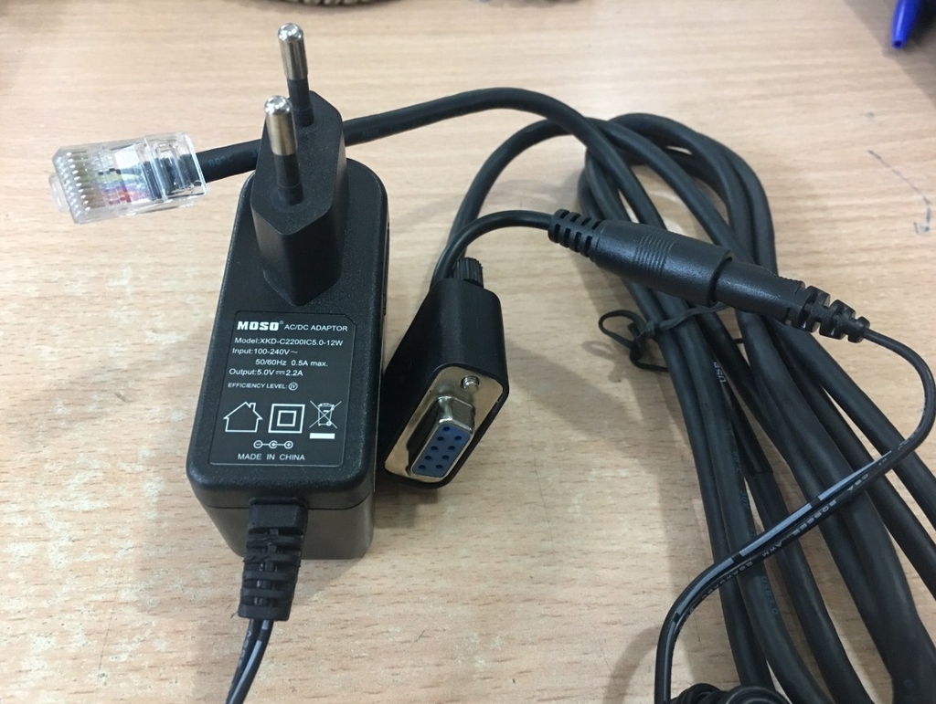 Bộ Cáp Cho Máy Quét Symbol Zebra Motorola RS232 Com To RJ50 10P10C 10Pin Và Adapter 5V 2.2A DC Power Supply For Barcode Scanner ZEBRA 2D DS4308