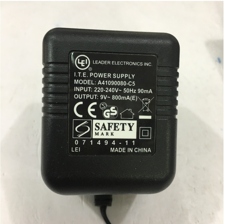 Bộ Chuyển Đổi Nguồn Adapter AC To AC 9V 800mA LEI A41090080-C5 ITE Power Supply Connector Size 5.5mm x 2.1mm