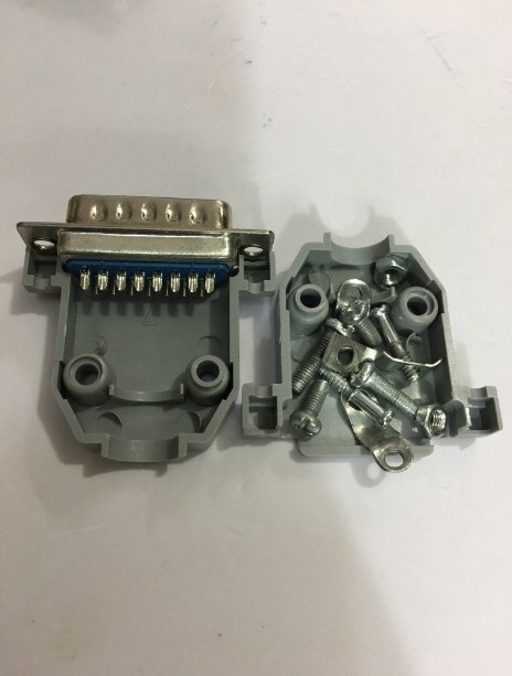 Bộ Rắc Hàn Cổng D-SUB 15 Chân Hai Hàng Dương DB15 Male 2 Row Solder Connector Kit Plastic
