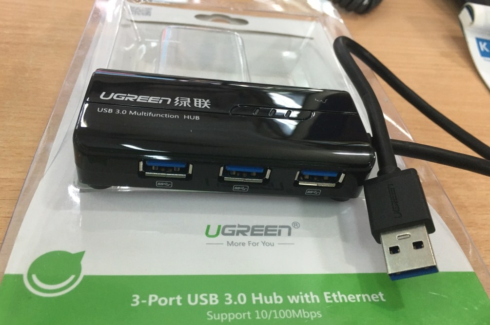 Bộ Chia Cổng Ugreen 20266 USB 3.0 Hub 3 Ports With 10/100Mbps Ethernet Network Adapter for Windows Vista,Mac,Linux