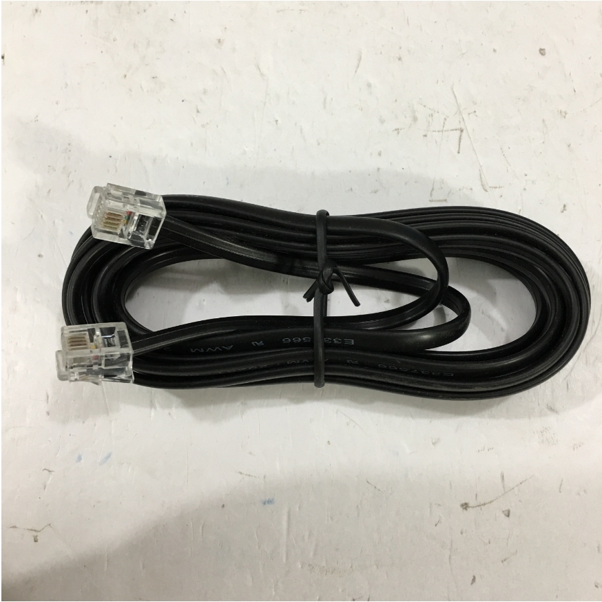Dây Nhẩy Điện Thoại Bàn Ip Phone Cisco RJ11 6P4C to RJ11 6P4C 28 AWG 4 Wire Interconnect Telephone Straight through Cable Flat Black Length 3M