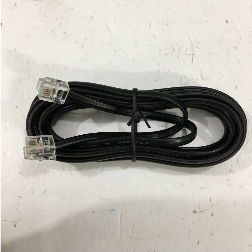 Dây Nhẩy Điện Thoại Bàn Ip Phone Cisco RJ11 6P4C to RJ11 6P4C 28 AWG 4 Wire Interconnect Telephone Crossover Cable Flat Black Length 3M