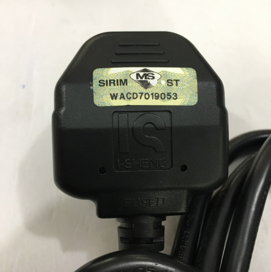 Dây Nguồn I-SHENG SP-60 IS-14 UK Chuẩn 3 Chấu Có Cầu Chì AC Power Cord 100613-008 BS1363 to C13 10A 250V 3X0.75mm Length 1.8M