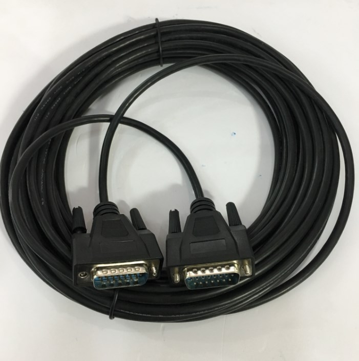 Cáp RS232C Chuẩn Nối Tiếp 15 Chân 2 Hàng D-SUB DB15 Male to DB15 Male 2 Row 15Pin 28AWG Cable Black Length 10M