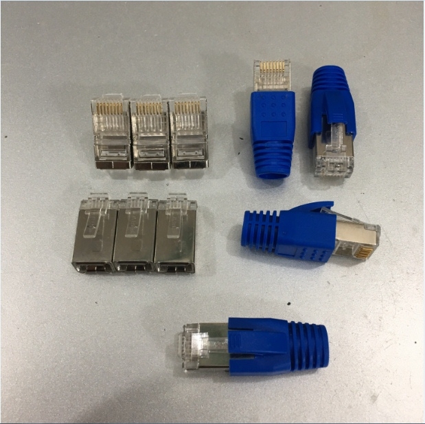 Combo Đầu Nối Mạng RJ45 CAT 6 S/FTP Và Đầu Bọc Mạng Plug Boot RJ45 Plugs Clear Max Cable OD 5.7 - 6.2mm QTY 100 PCS