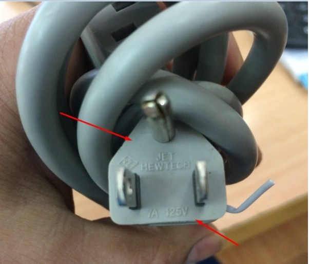 Dây Nguồn 3 Chân 2 Dẹt 1 Tròn Có Tiếp Địa JET HEWTECH VM1072 AC Power Cord Japan JIS C 8303 IEC C13 125V 7A 3x0.75mm White Length 3M