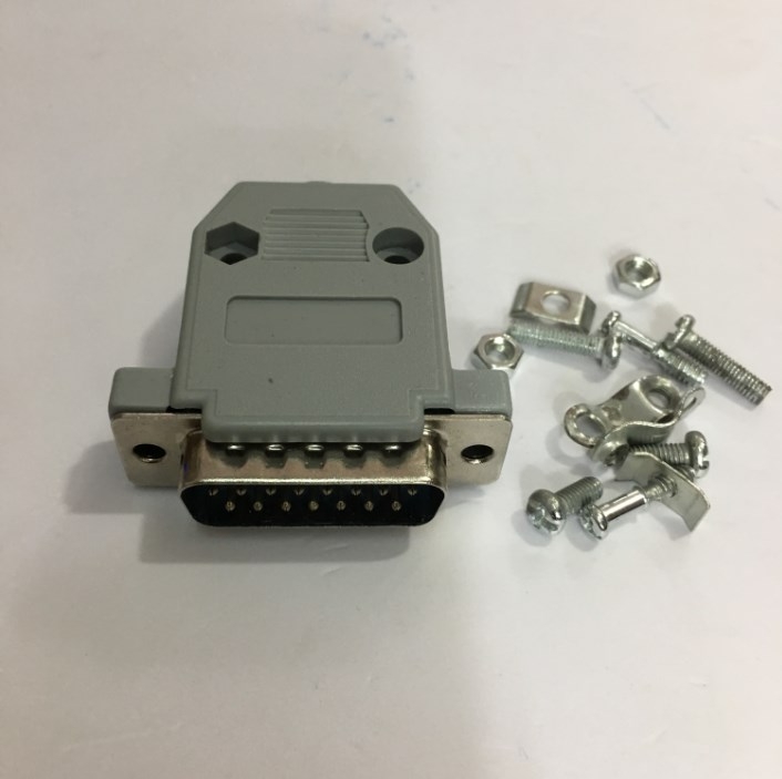 Vỏ Ốp Nhựa Bắt Vít Rắc D-SUB 15 Chân Hai Hàng DB15 Hood Plastic Connector Gray