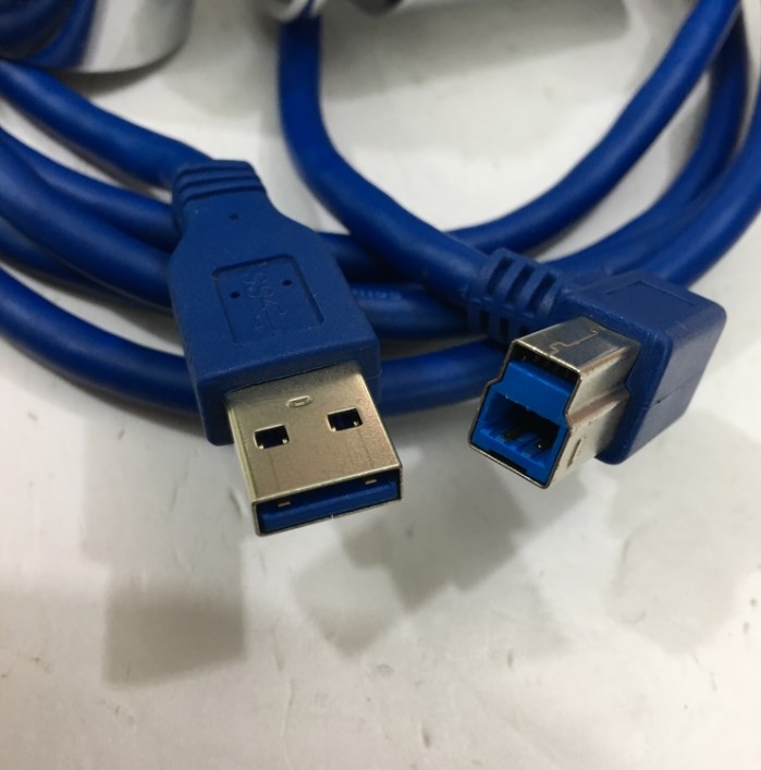 Cáp Kết Nối USB 3.0 E301195 AWM STYLE 2725 80ºC 30V VW-1 SUPER HIGH SPEED Revision 3.0 Type A to Type B Left Angle Cable Connector Types Góc Chữ L 90 Độ Vuông Sang Góc Trái Length 2M