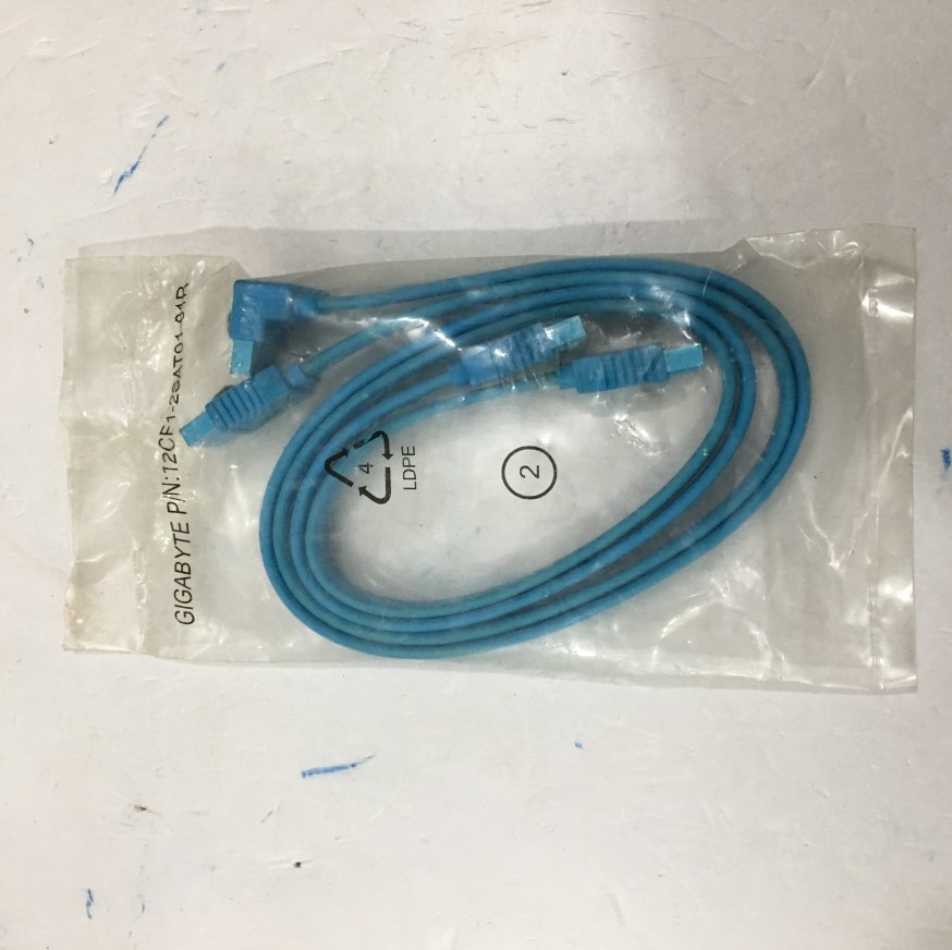 Cáp Dữ Liệu GIGABYTE Fe Original DATA SATA III 6Gbps 7 Pin 90 Degree Left Angle to Straight 7 Pin Cable PVC Blue Length 40Cm