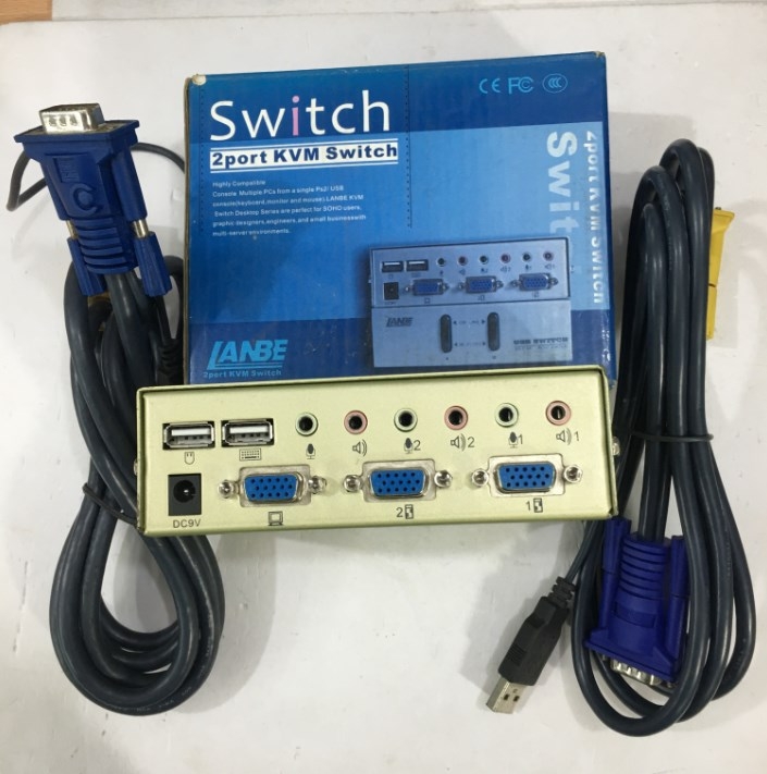 Bộ KVM Switch LAMBE AS-21UA 2Ports USB For Metal Housing Desktop VGA KVM Switch