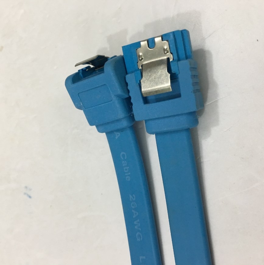 Cáp Dữ Liệu GIGABYTE Fe Original DATA SATA III 6Gbps 7 Pin 90 Degree Left Angle to Straight 7 Pin Cable PVC Blue Length 40Cm