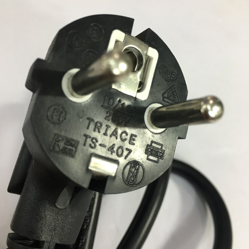 Dây Nguồn TRIACE TS-407 HUAN QIU HQ-AC025 Chuẩn 2 Chân Đầu Tròn AC Power Cord Schuko CEE7 Euro Plug to C13 10A 250V 3x0.75mm Length 1.8M