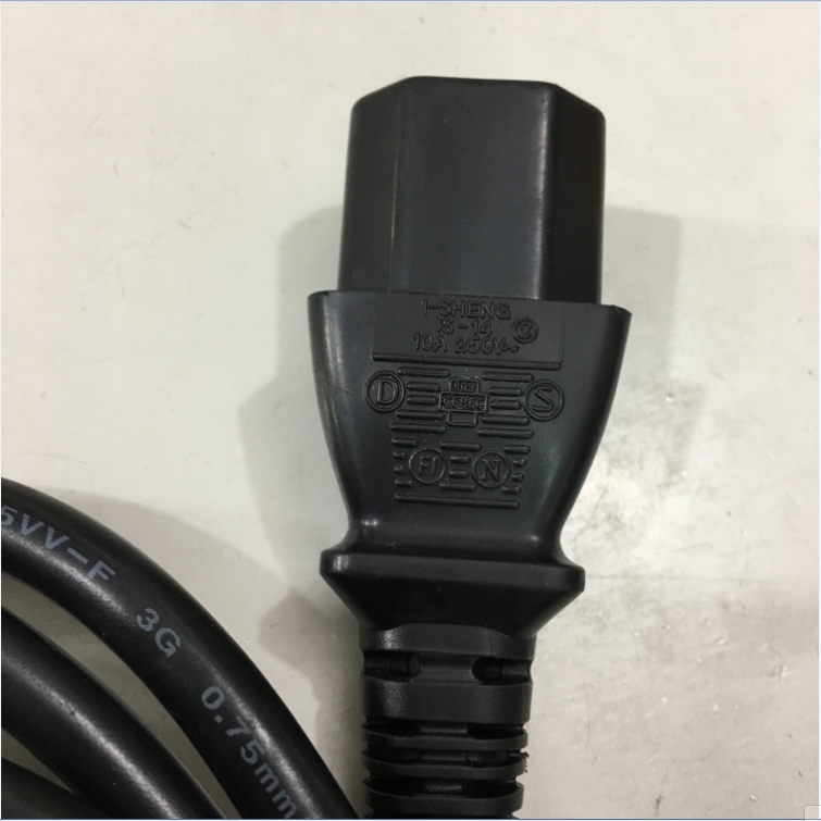 Dây Nguồn I-SHENG SP-028 IS-14 Italia AC Power Cord IEC320 C13 10A250V 3x0.75mm Length 1.8M