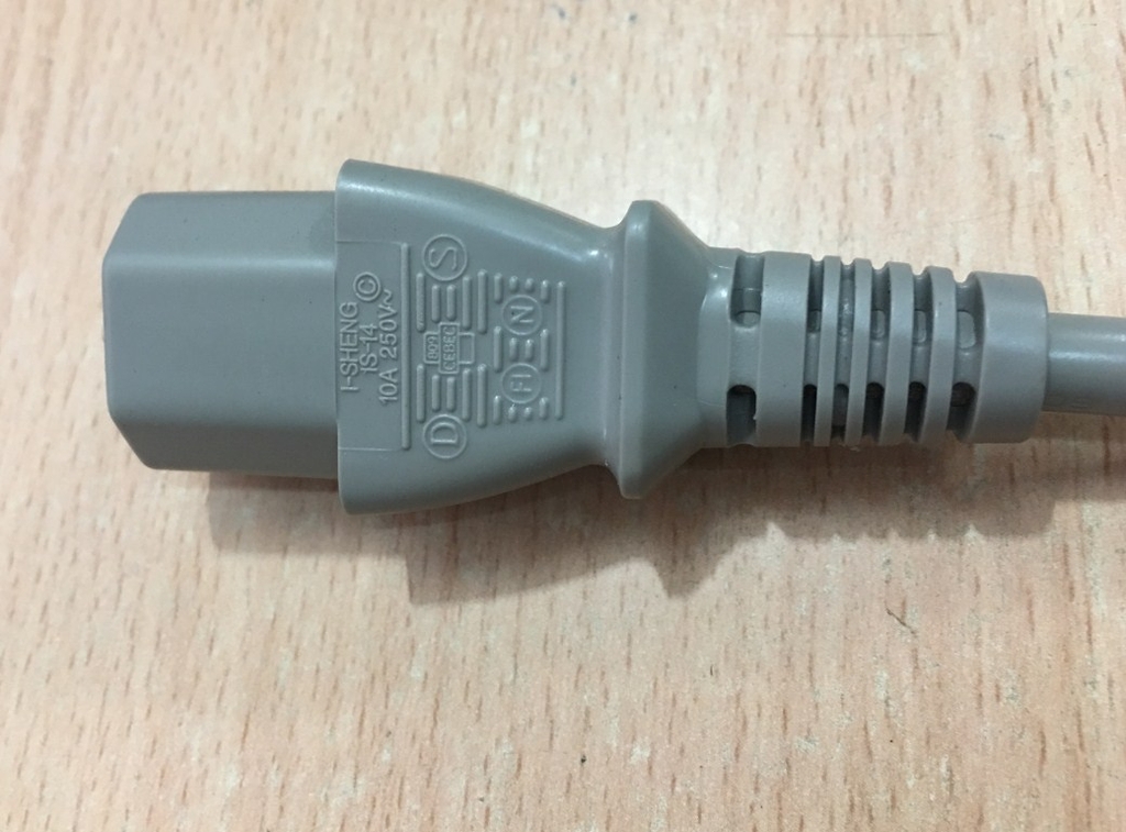 Dây Nguồn Máy Chủ IBM HP DELL LENOVO Server AC Power Cord Schuko CEE7 Euro Plug to IEC320 C13 I-SHENG SP-022 IS-14 FK2-6890 16A 10A 250V 17AWG 3x1.0mm Grey Length 2M