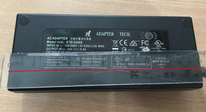 Adapter Original Tech STD-24066 24V 6.6A IEC C14 160W Connector Size 5.5mm x 2.5mm