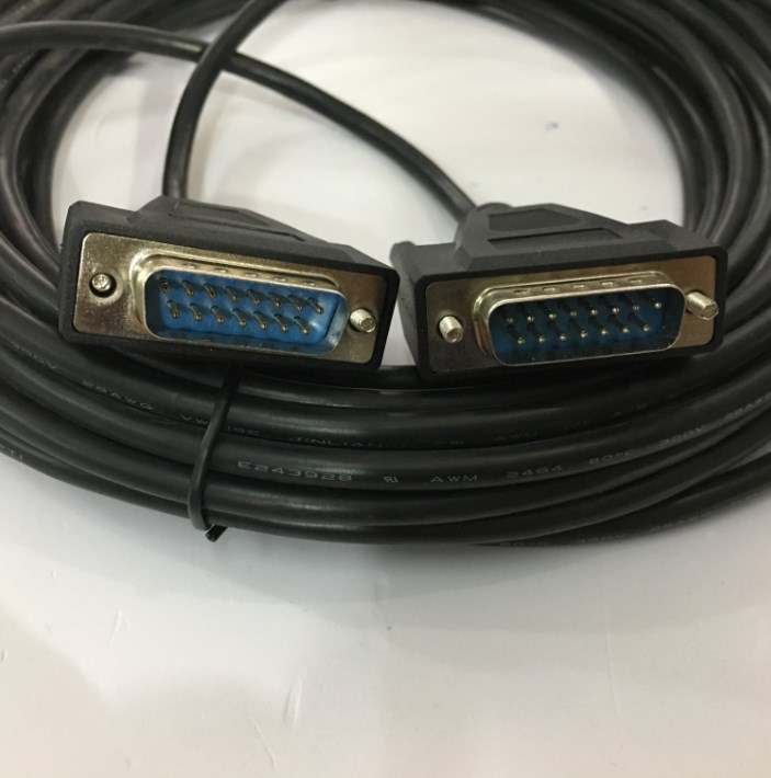 Cáp RS232C Chuẩn Nối Tiếp 15 Chân 2 Hàng D-SUB DB15 Male to DB15 Male 2 Row 15Pin 28AWG Cable Black Length 10M